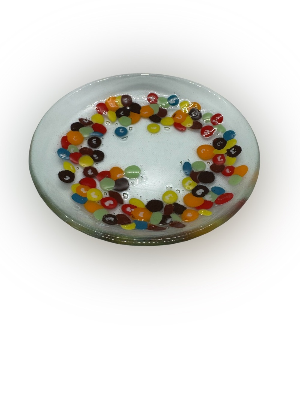Pop Art Vintage 90s Andra Duree M&M Candy Pattern Fused Glass Dish